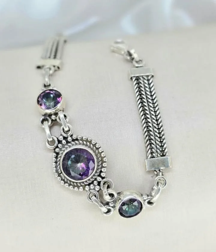 Pulseira indiana 3 pedras mística 