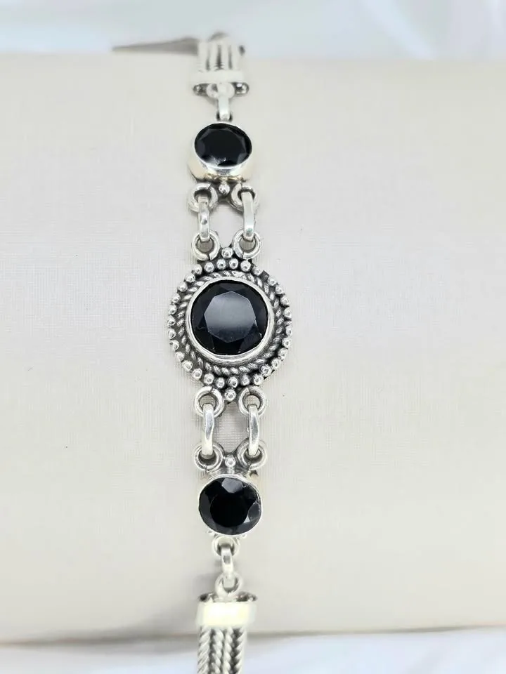 Pulseira 3 pedras de onix