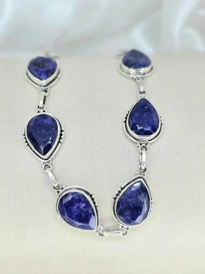 Pulseira indiana gotas de safiras azuis