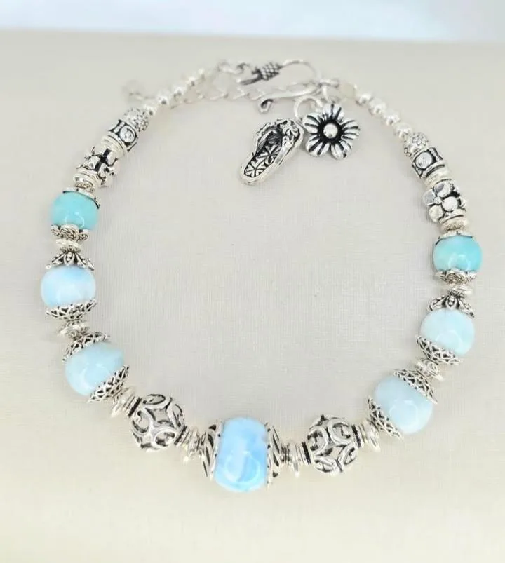 Pulseira balinesa esferas da larimar