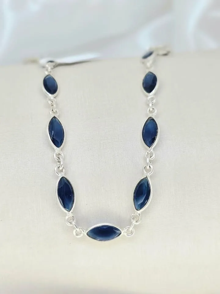 Pulseira navete azul safira