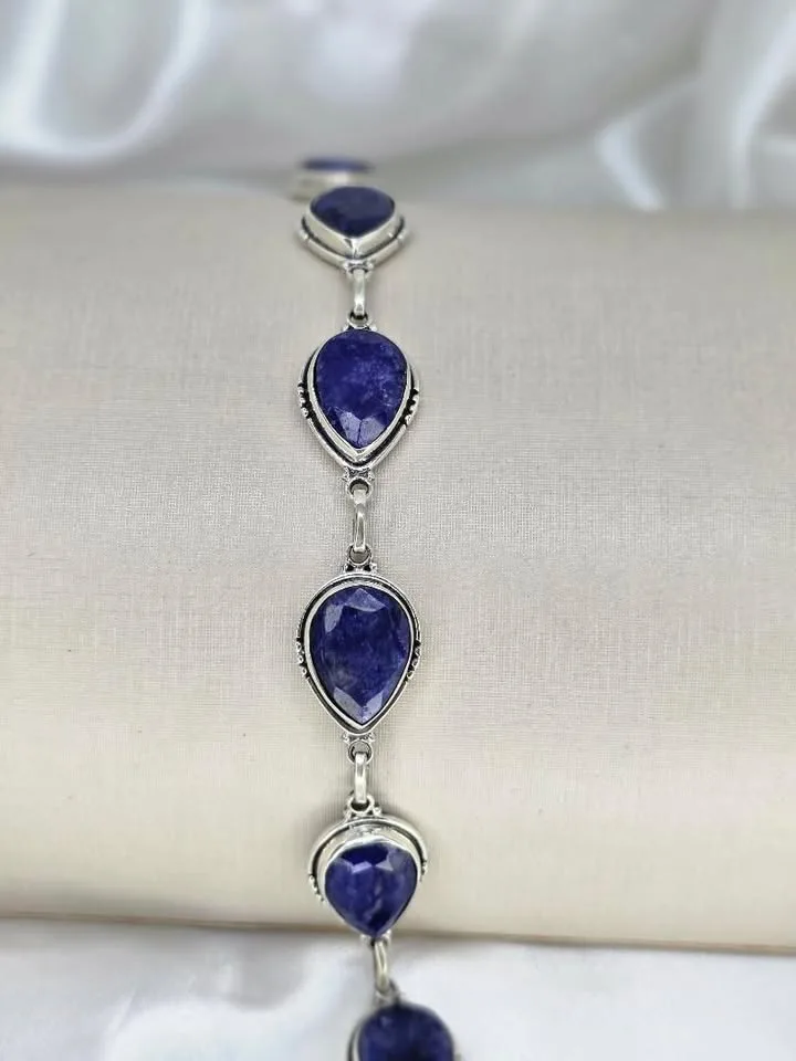 Pulseira indiana gotas de safiras azuis - foto 2