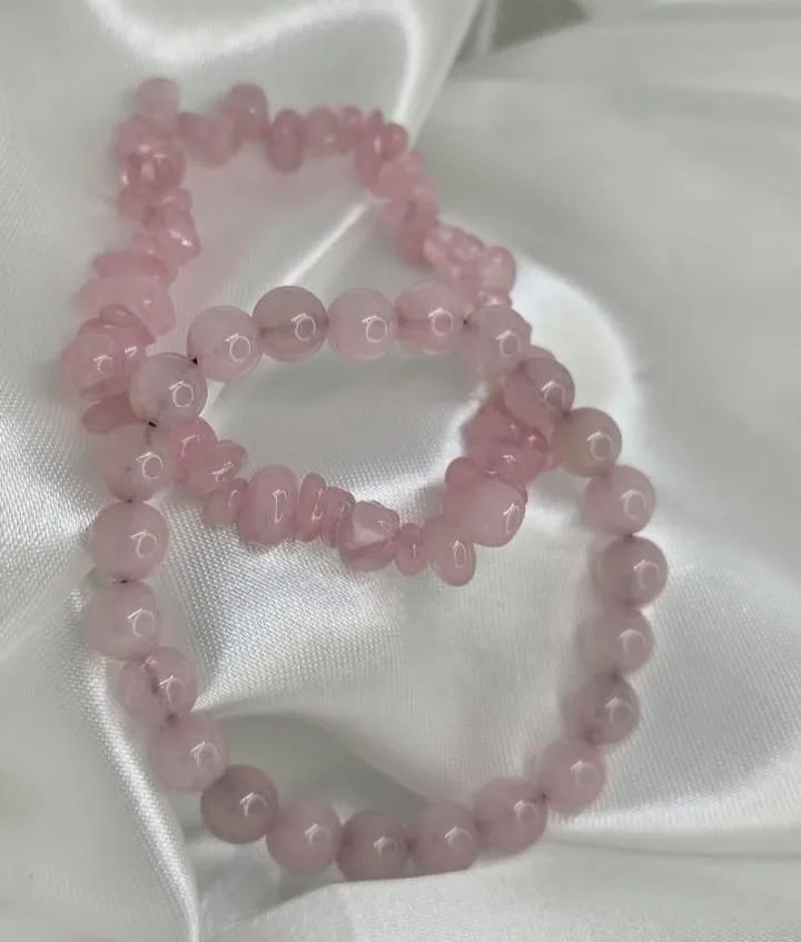 Pulseira de esferas de quartzo rosa