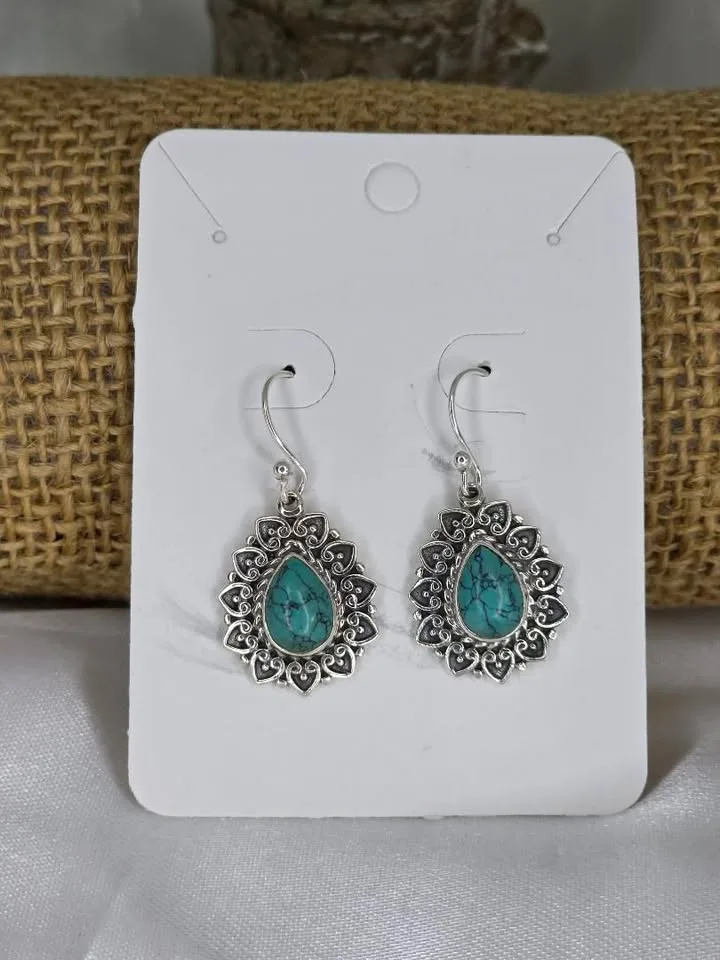Brinco indiano gota de turqusa