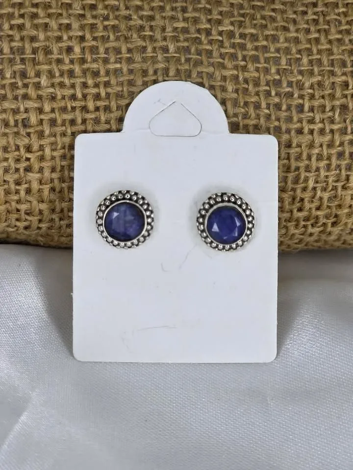 Brinco indiano flor de safira azul