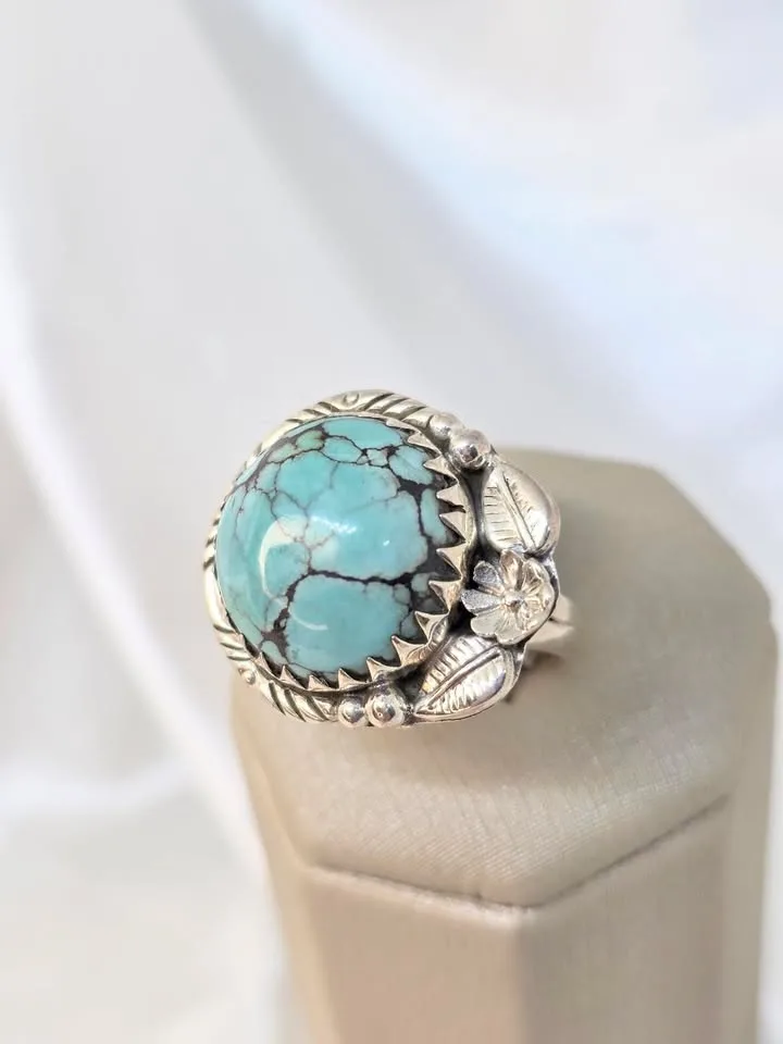 Maxi anel turquesa rajada 