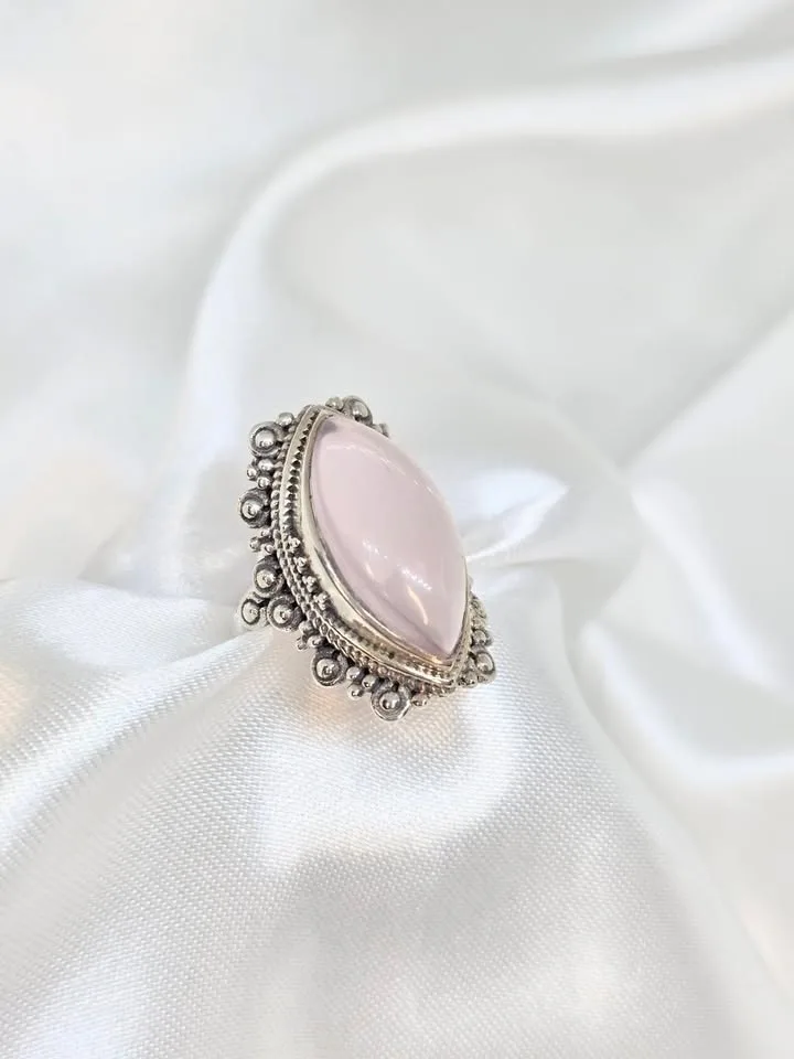 Anel olho de quartzo rosa