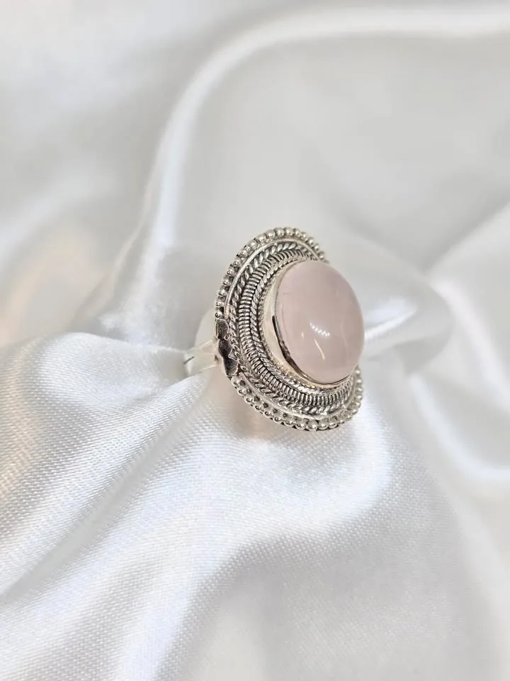 Anel indiano quartzo rosa 