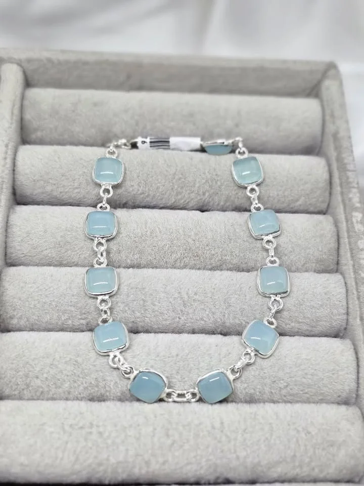 Pulseira de calcedonia natural