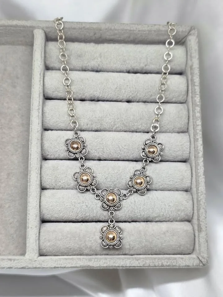 Colar balines flores de ouro